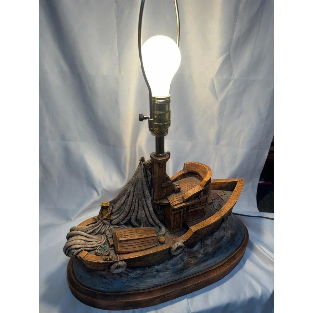 Vintage 1979 California Originals Fishing Boat Table Lamp Nautical Trawler Works